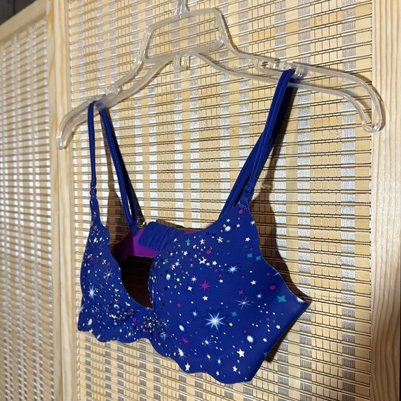 Victoria's Secret Secret Embrace Push Up Bra Blue Night Sky Sparkles 32C - Picture 4 of 14